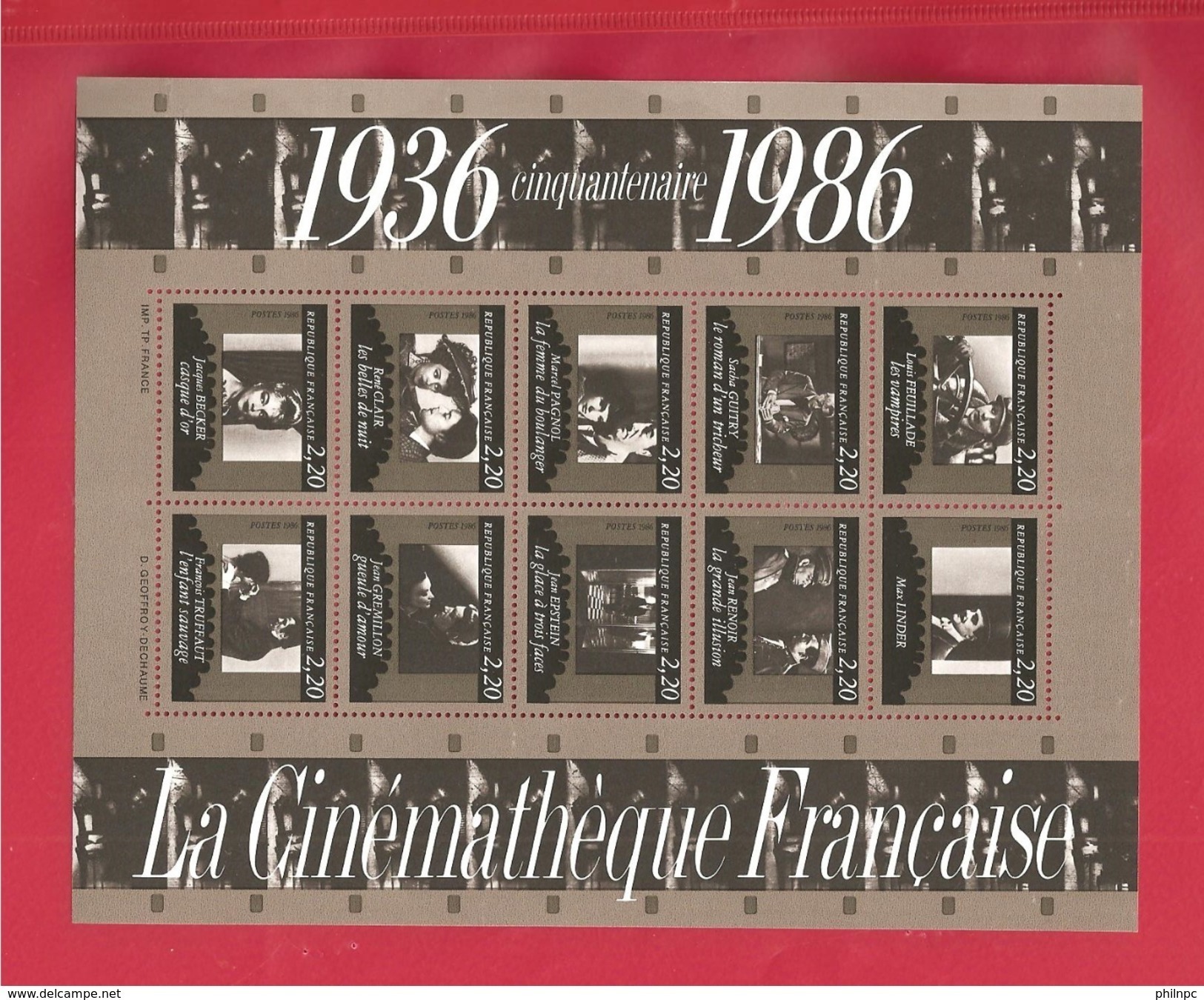 France, Bloc Feuillet N° 9, BF 9, BF9, 2433/2442, Bloc Neuf **, TTB, Cinémathèque Française - Neufs