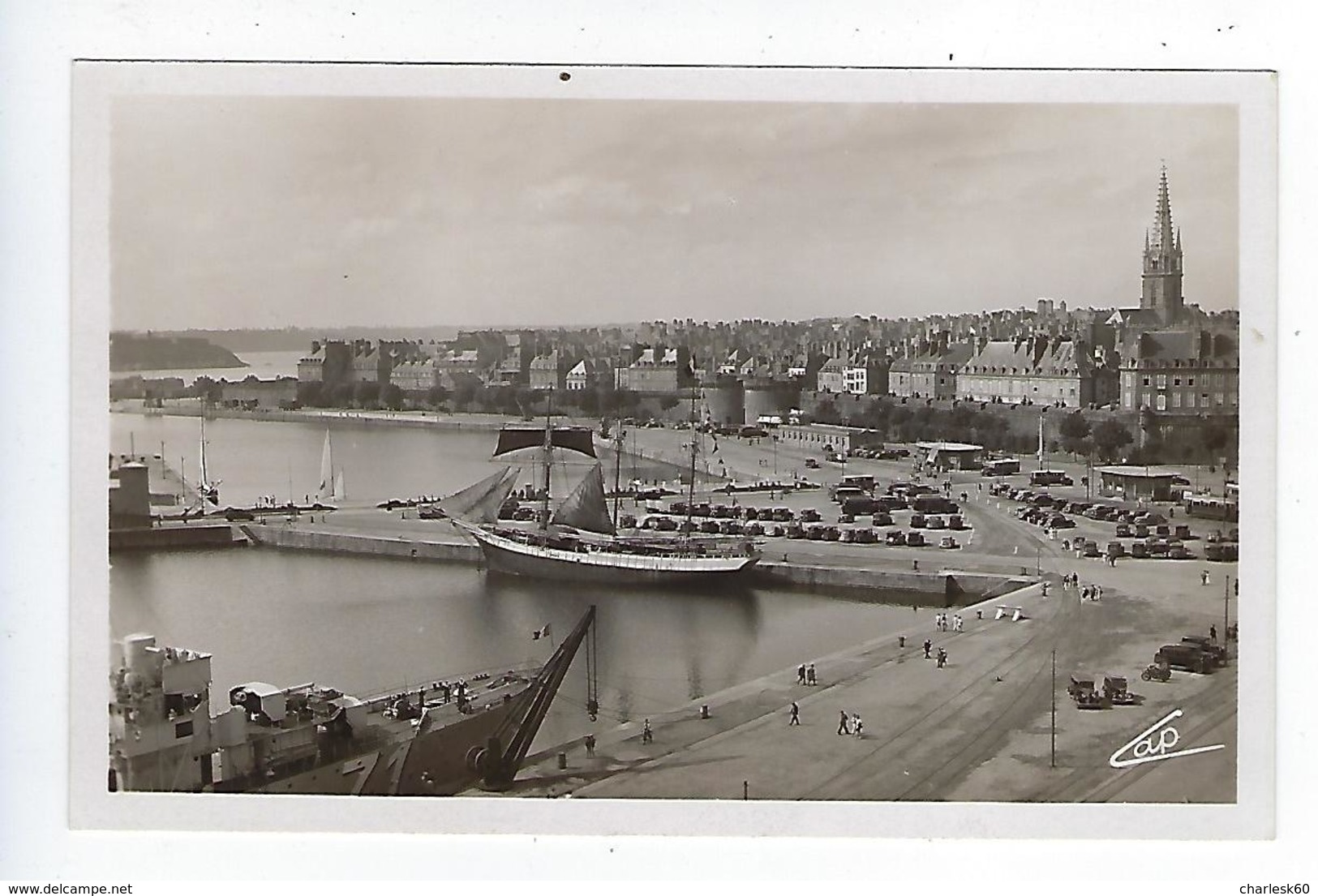 CPA 35 Carte Photo Saint Malo Les Bassins Et La Ville - Saint Malo