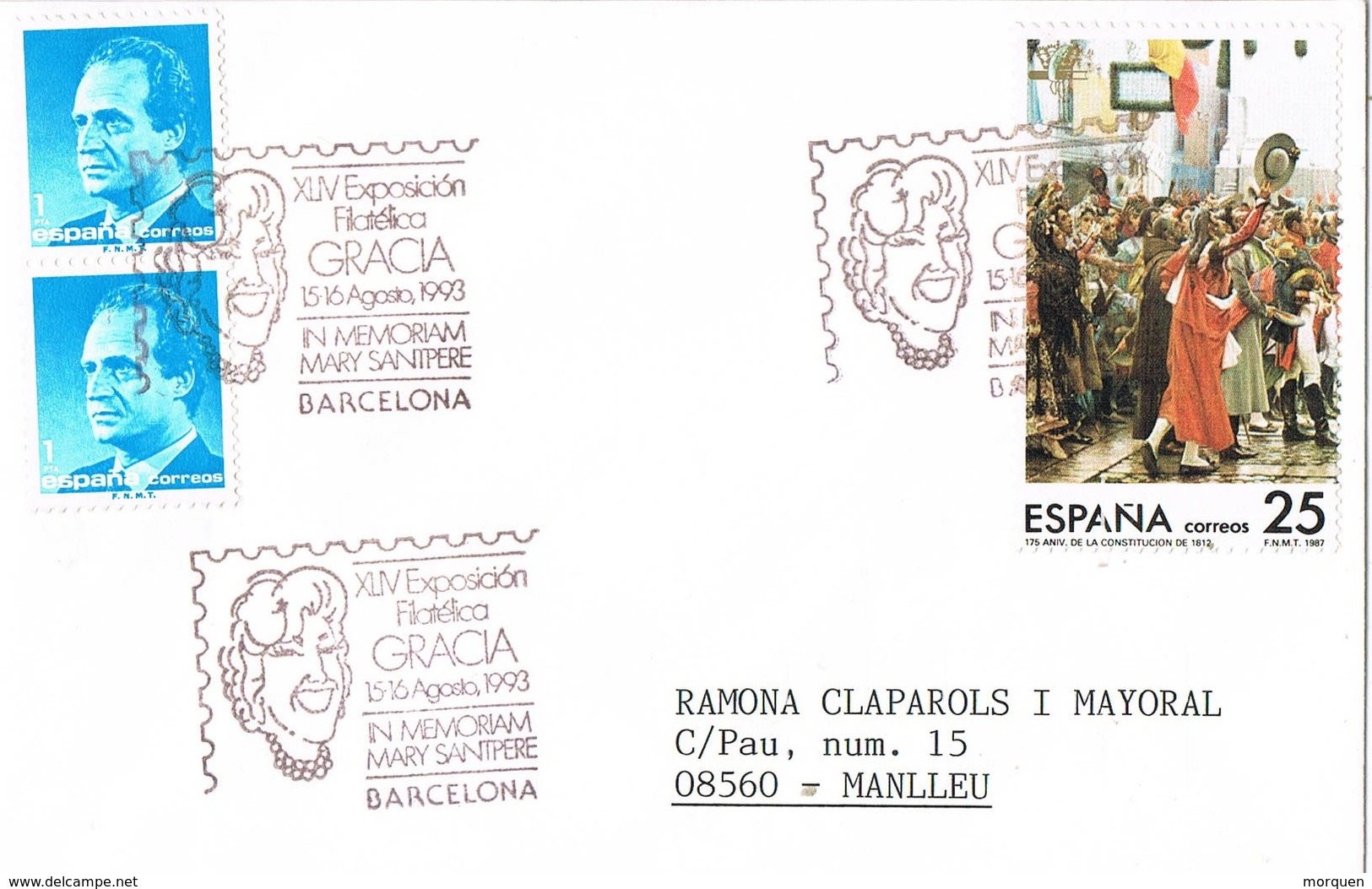 31229. Carta Exposicion BARCELONA 1993. GRACIA, Homenaje Mary Santpere, Teatro - Lettres & Documents