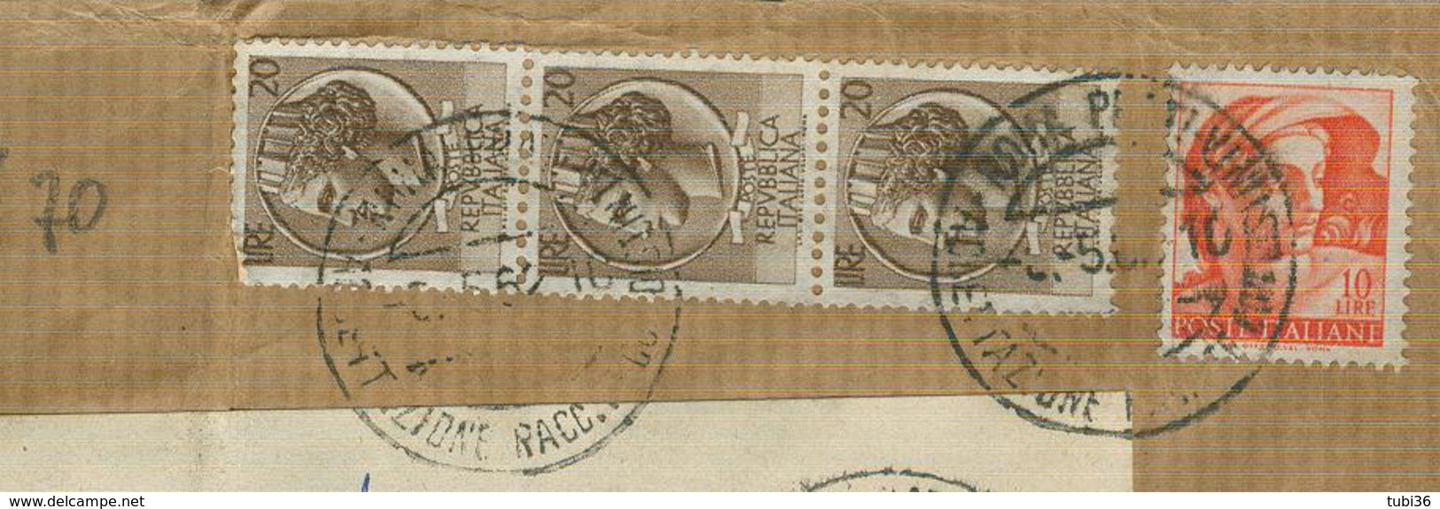 SIRACUSANA £.20X3+10 MICHELANGIOLESCA, TARIFFA RIDOTTA EDITORI,RACCOMANDATA,1962,POSTE ROMA,RIUSO DELLA CARTA,POSTE CAMP - 1961-70: Storia Postale