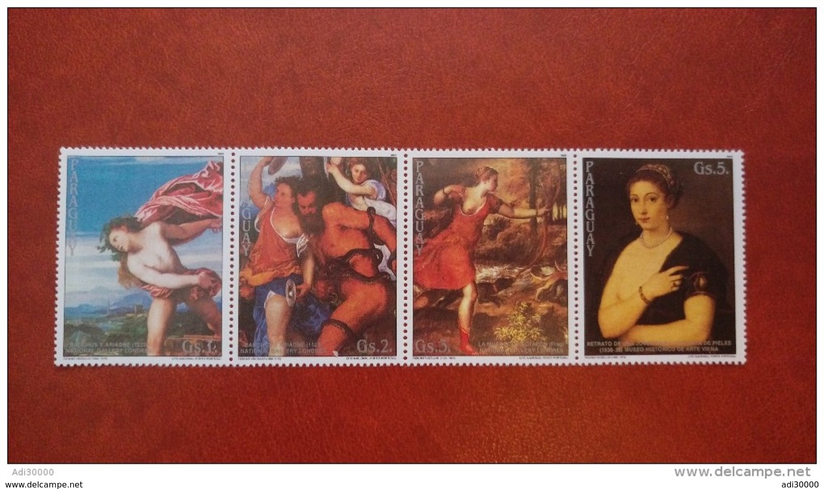 Paraguay 1989 - Tiziano Paintings - Perf Strip Values Mi4310-4313 MNH - Paintings Nude Art Masters - Paraguay