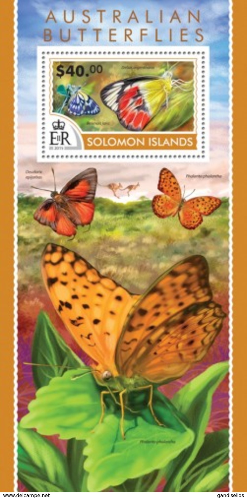 SOLOMON ISLANDS 2015 SHEET AUSTRALIAN BUTTERFLIES PAPILLONS FARFALLE MARIPOSAS SCHMETTERLINGEN BORBOLETAS Slm15201b - Salomon (Iles 1978-...)