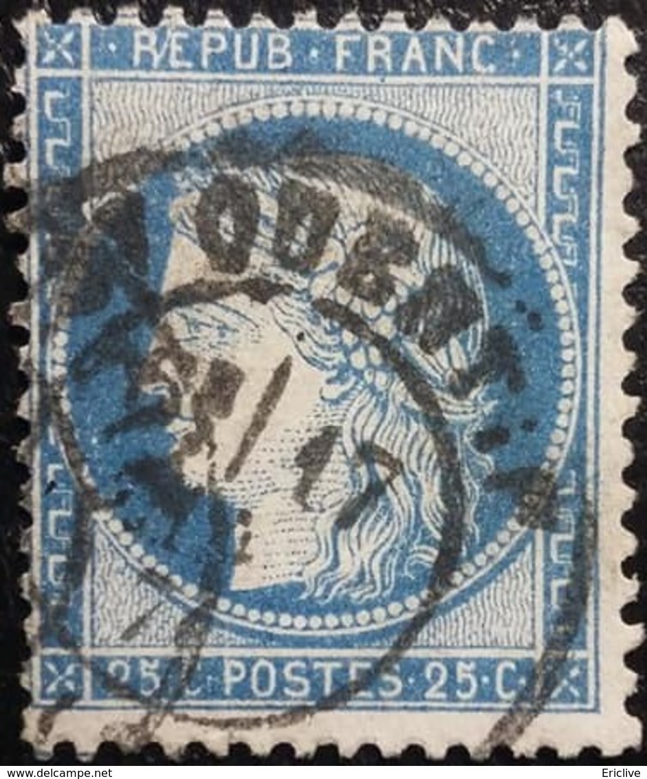 FRANCE Y&T N°60C Cérès 25c Bleu. Oblitéré - 1871-1875 Ceres