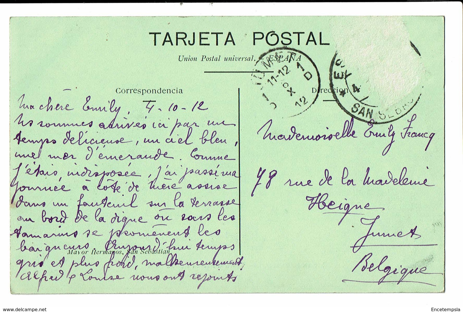 CPA - Carte Postale-  Espagne - San Sebastian -Vista General Desde Ulia-1912 - S5055 - Guipúzcoa (San Sebastián)