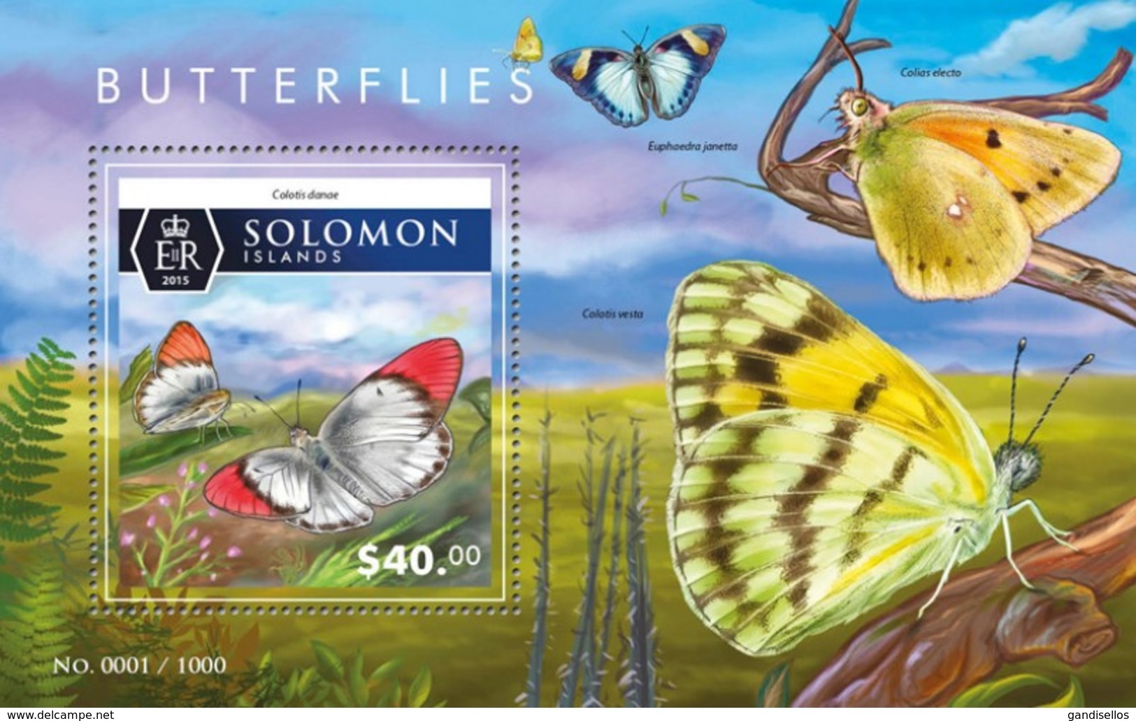 SOLOMON ISLANDS 2015 SHEET BUTTERFLIES PAPILLONS FARFALLE MARIPOSAS SCHMETTERLINGEN BORBOLETAS INSECTS Slm15508b - Salomon (Iles 1978-...)