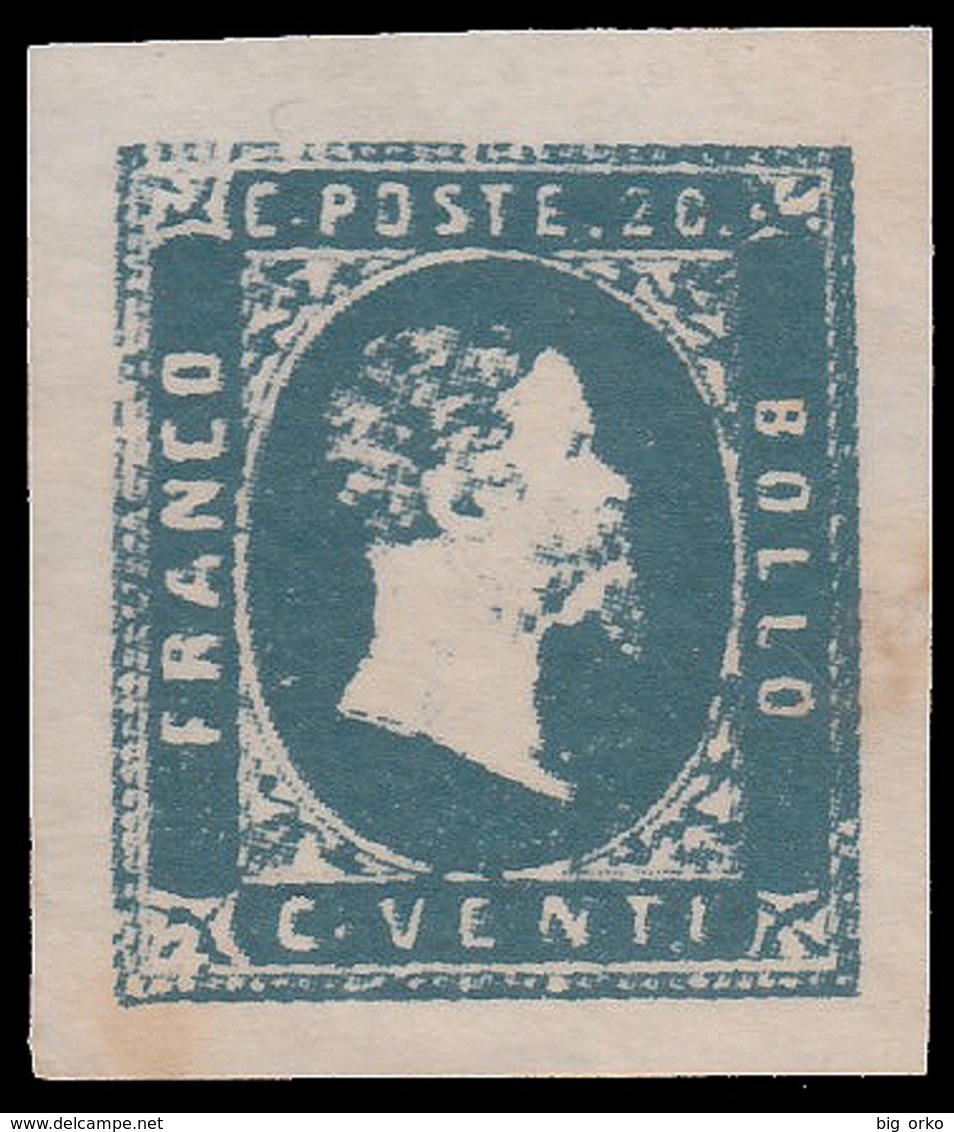 Italia: Antichi Stati - Sardegna - Effige Vittorio Emanuele II - 20 C. Azzurro - 1851 - Sardegna