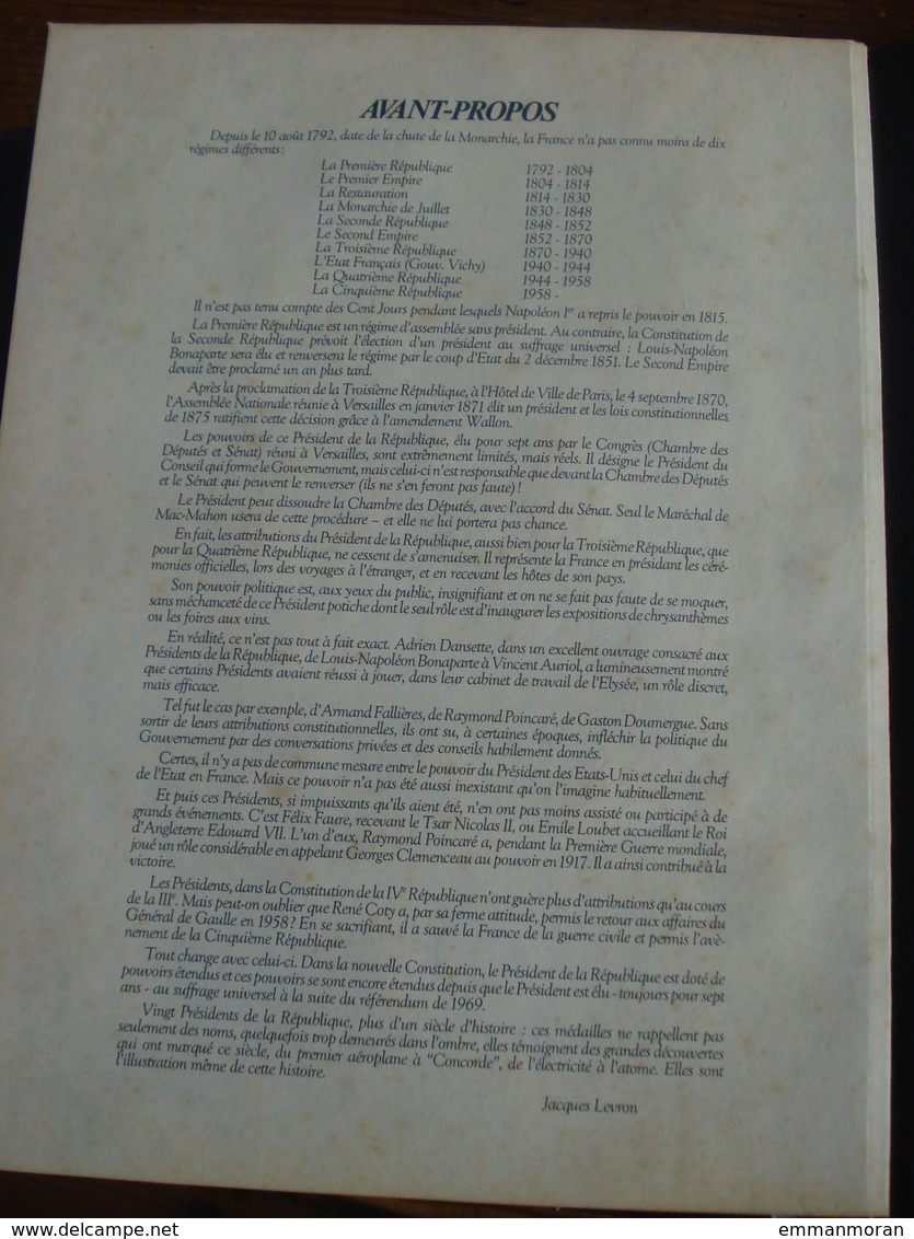 20 médailles des Présidents de la République Française - argent 1er titre - Medaillier Franklin - 1981