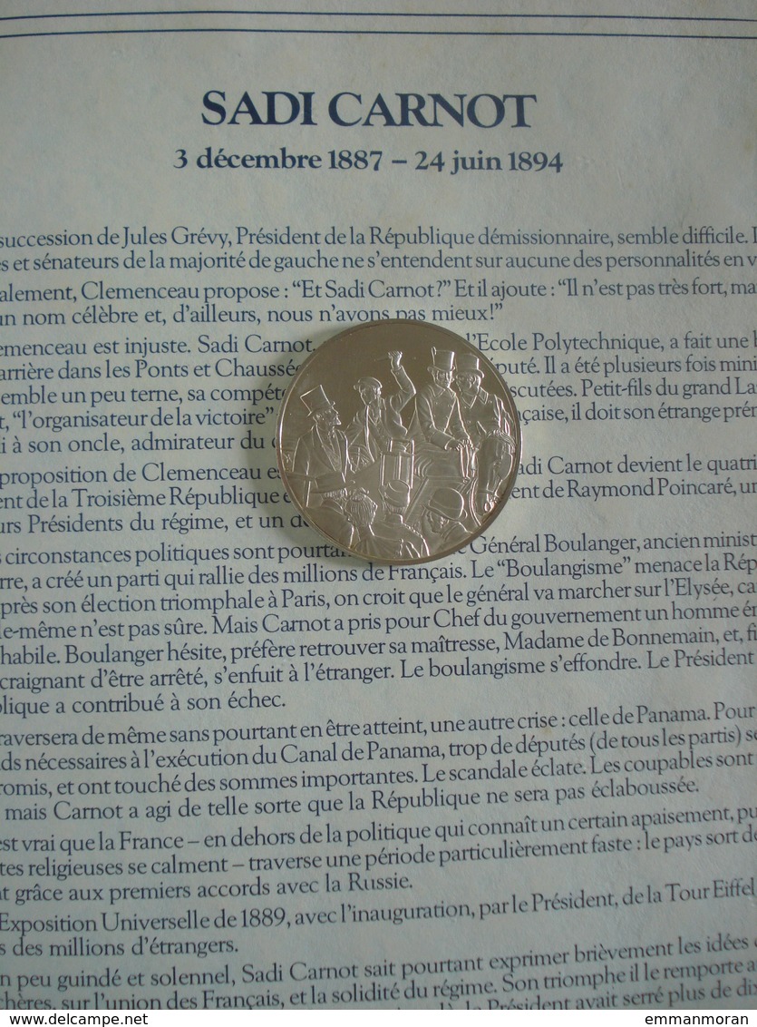 20 médailles des Présidents de la République Française - argent 1er titre - Medaillier Franklin - 1981