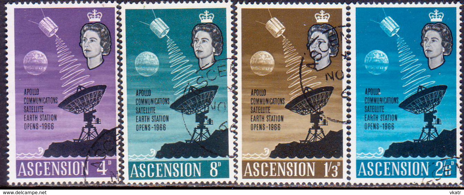 ASCENSION 1966 SG #99-102 Compl.set Used Satellite Earth Station - Ascension