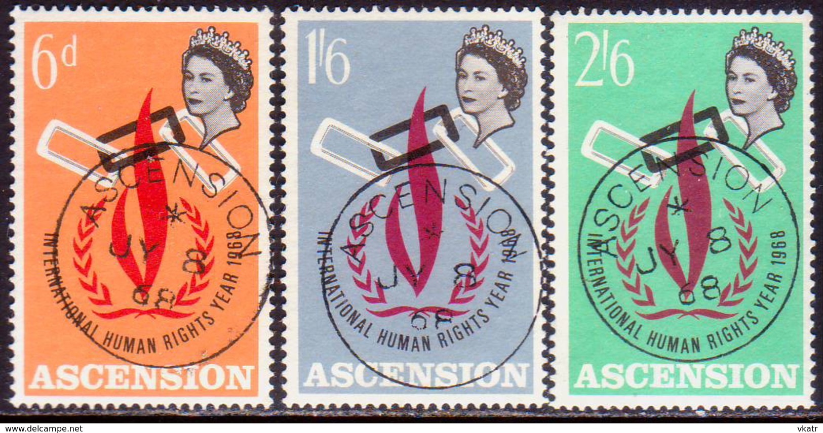 ASCENSION 1968 SG #110-112 Compl.set Used Human Rights Year - Ascensión