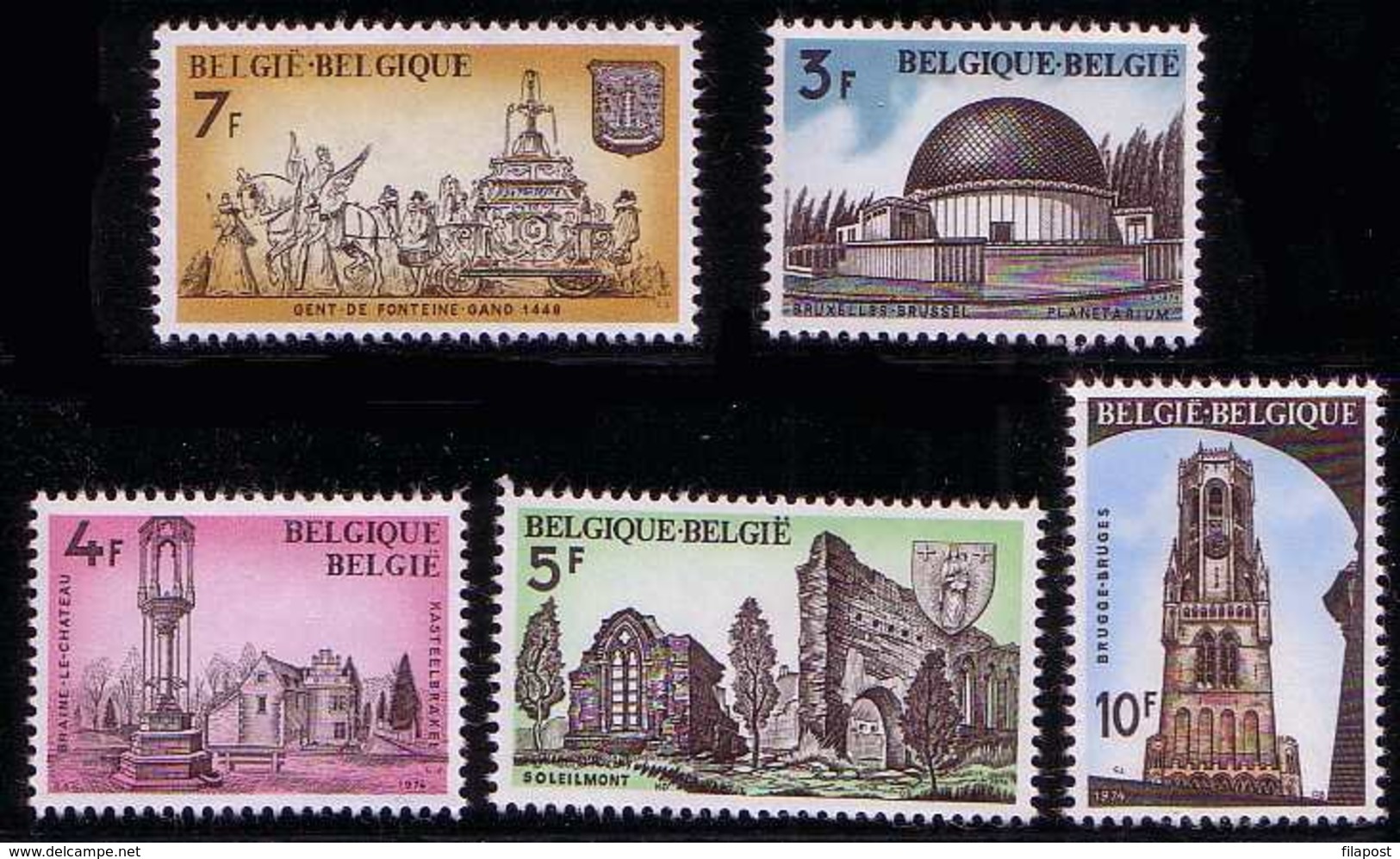 Belgium 1981 Mi 1770 - 1774 Architecture, Tourism Planatarium  Brussel Brugge Cherleroi MNH ** W880 - Autres & Non Classés