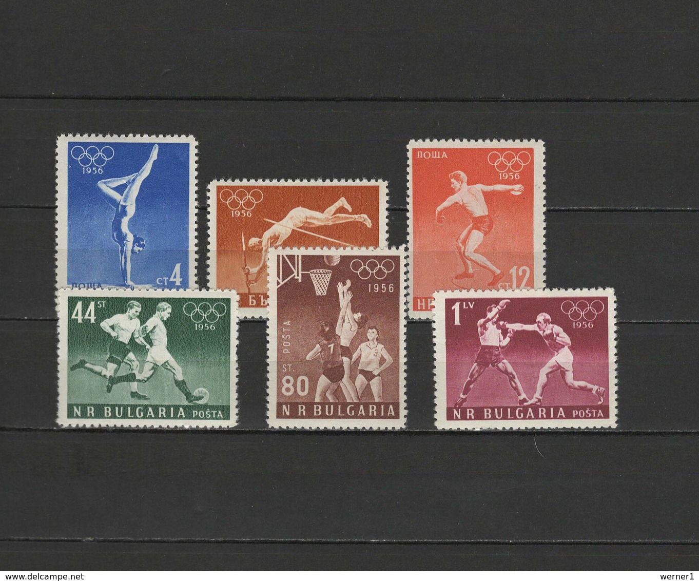 Bulgaria 1956 Olympic Games Melbourne, Football Soccer, Basketball Etc. Set Of 6 MNH - Ete 1956: Melbourne