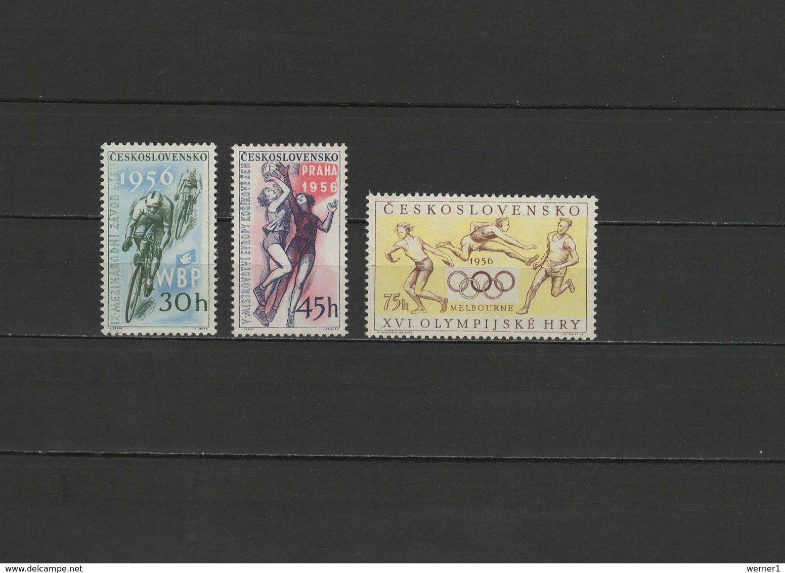 Czechoslovakia 1956 Olympic Games Melbourne, Cycling, Basketball Etc. Set Of 3 MNH - Sommer 1956: Melbourne