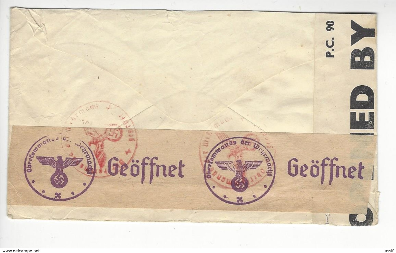 SCHONENGRUND SAINT GALLEN CENSURE CENSOR X 2 UNITED KINGDOM WW2 SUISSE INTERNES CAMP INTERNEMENT /FREE SHIP. R - Storia Postale