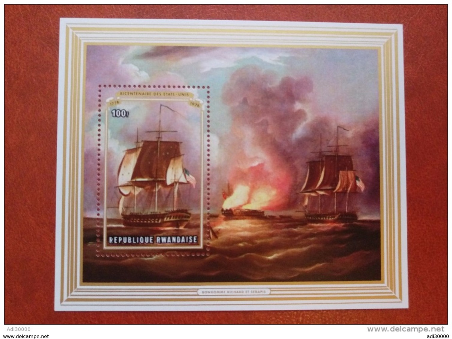 Rwanda 1976 - Paintings - Singe Sheet Perf - Mi 71A MNH - US Bicentenary Napoleon War Ship Art - Neufs