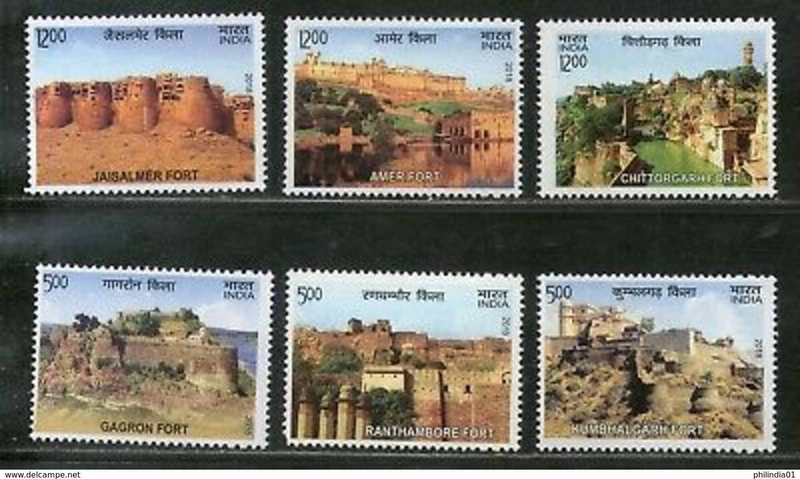 India 2018 Hill Forts Of Rajasthan Tourism Place Architecture 6v Set MNH - Unused Stamps