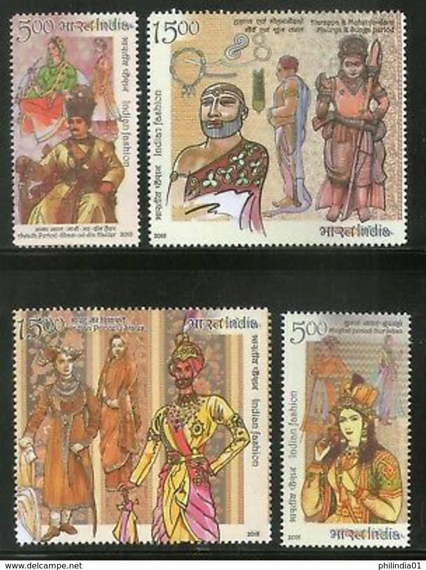India 2018 Indian Fashion Through The Ages Princely States Costumes 4v MNH - Unused Stamps