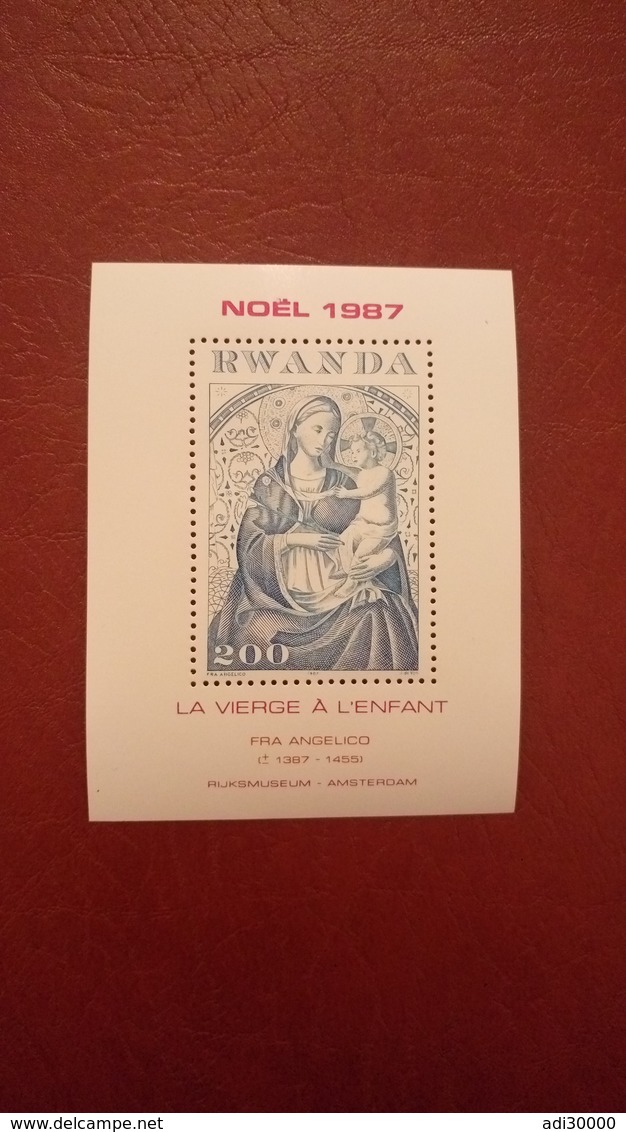 Rwanda 1987 - Christmas - Perf Sheet Deluxe - Mi 105 A MNH - Masters Art Paintings Luxe Fra Angelico Noel - Neufs