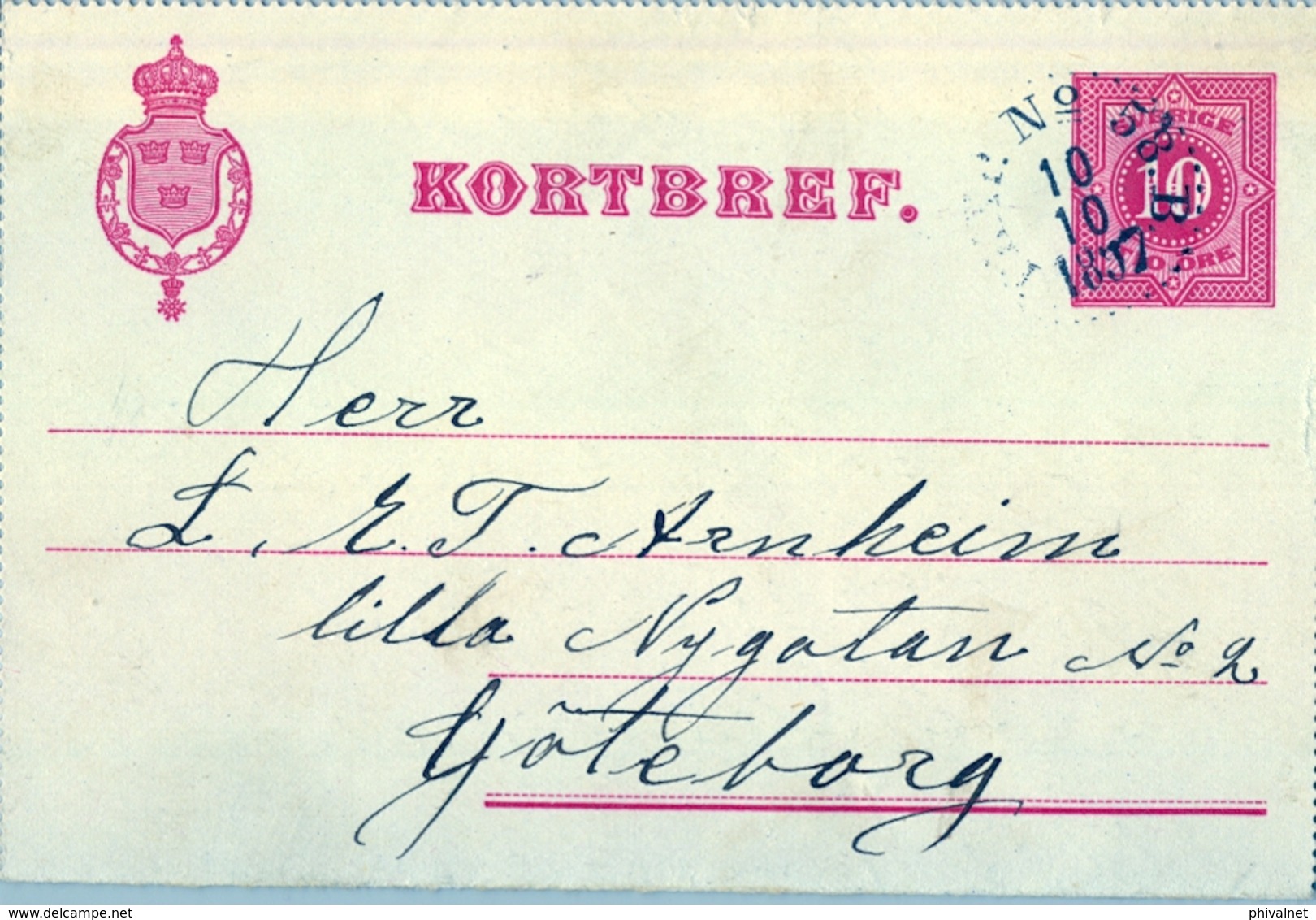 1897, SUECIA , ENTERO POSTAL CIRCULADO , KARLSBAD - GÖTEBORG - Enteros Postales