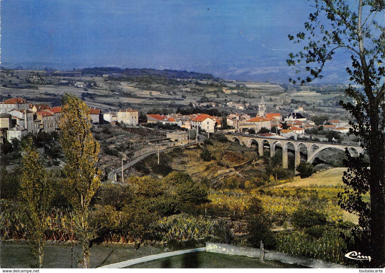 CPSM 42 PELUSSIN VUE SUR LE VIADUC ET L EGLISE   Grand Format 15 X 10,5 Cm - Pelussin