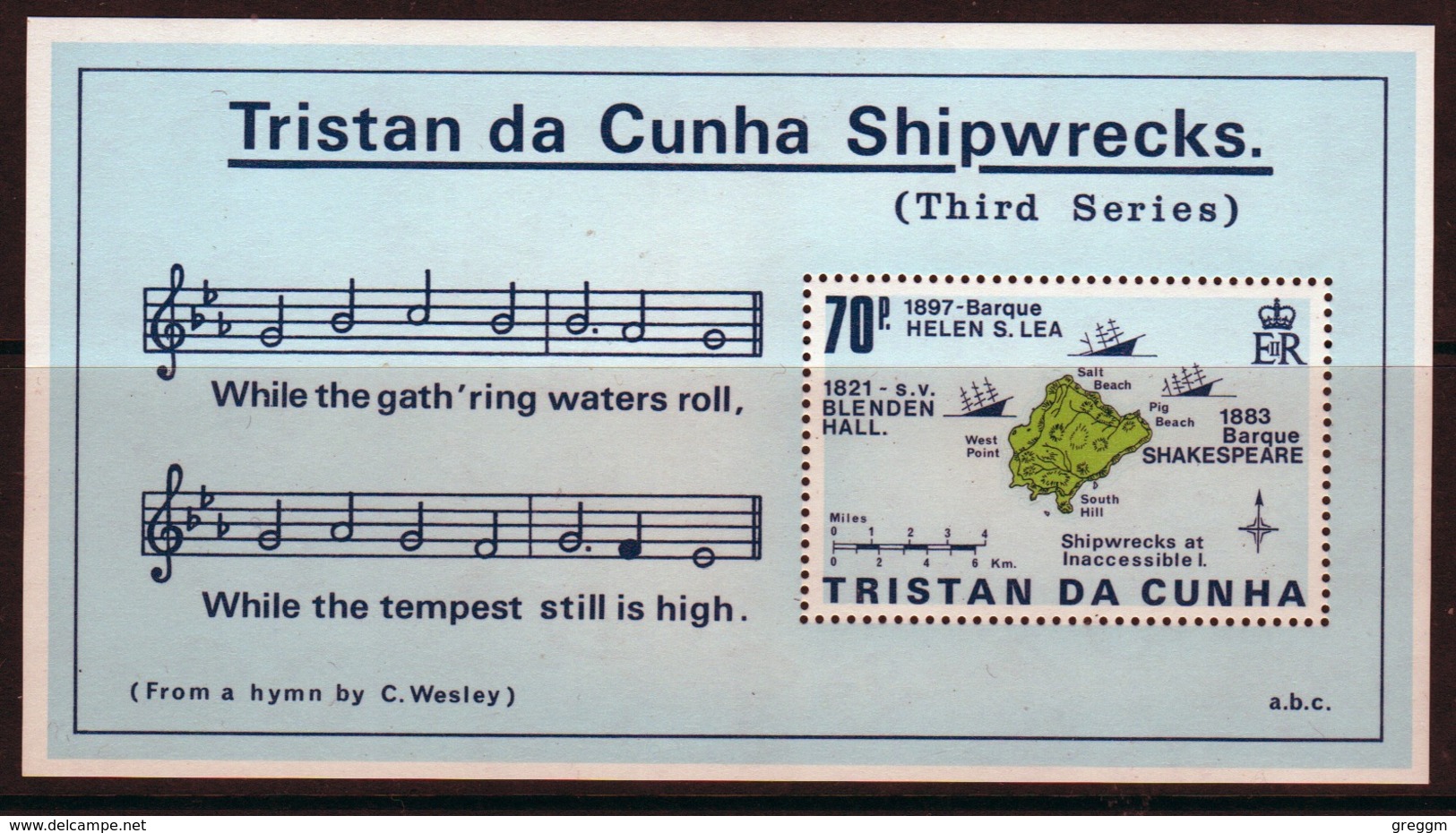 Tristan Da Cunha 1987 Mini Sheet Commemorating Shipwrecks 3rd Series. - Tristan Da Cunha