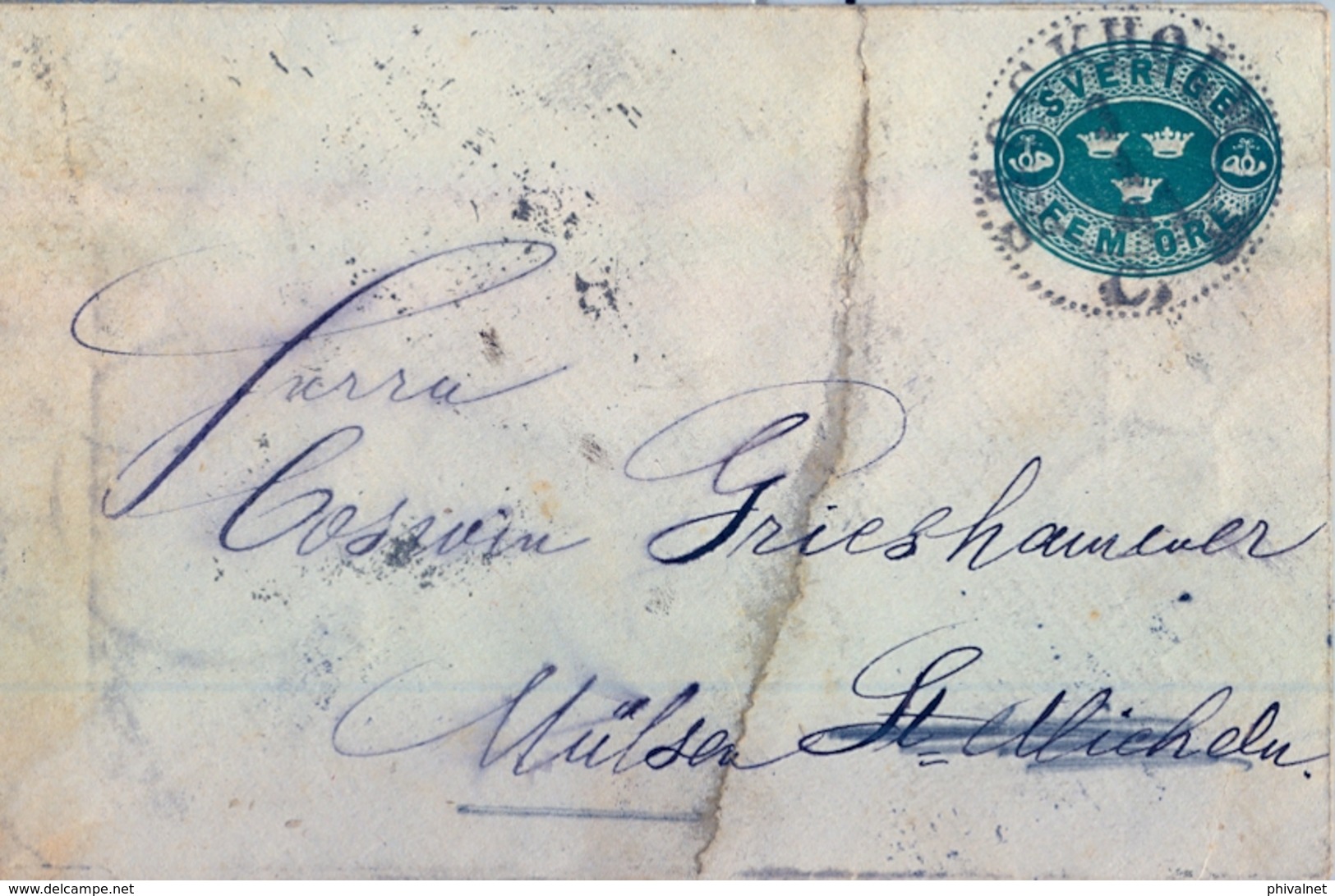 1891, SUECIA , ENTERO POSTAL CIRCULADO , ESTOCOLMO - ST. MICHEL ( FINLAND ) - MÜLSEN ST. JACOB - Entiers Postaux