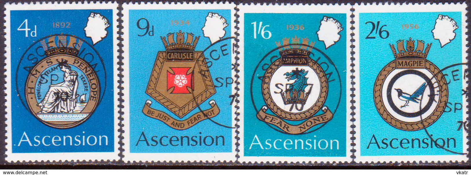 ASCENSION 1970 SG #130-34 Compl.set+m/s Used Royal Naval Crests (2nd Series) - Ascension