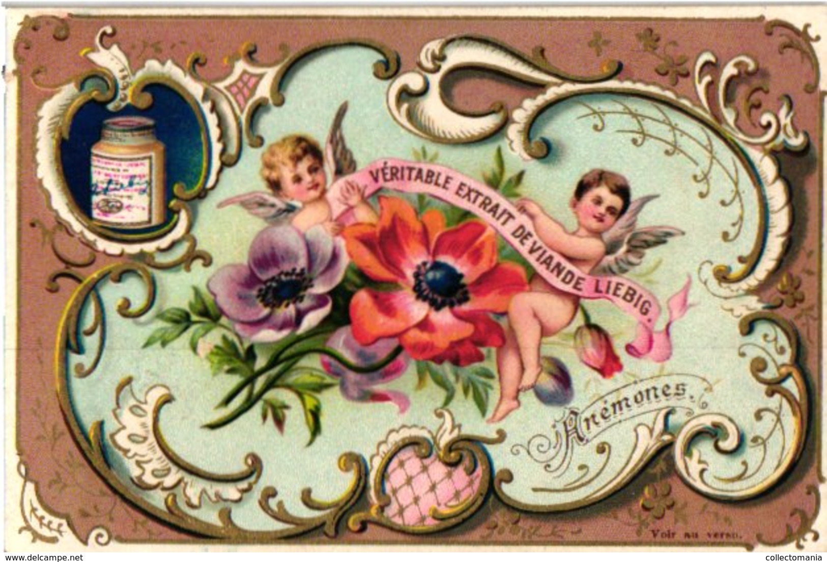 0475-  Liebig 6 Cards--C1896-Flowers & Cherubs-Engeltjes-Anges-Orchidee-Rose-Clematis-Camelia-Azalea-Anemoon- - Liebig