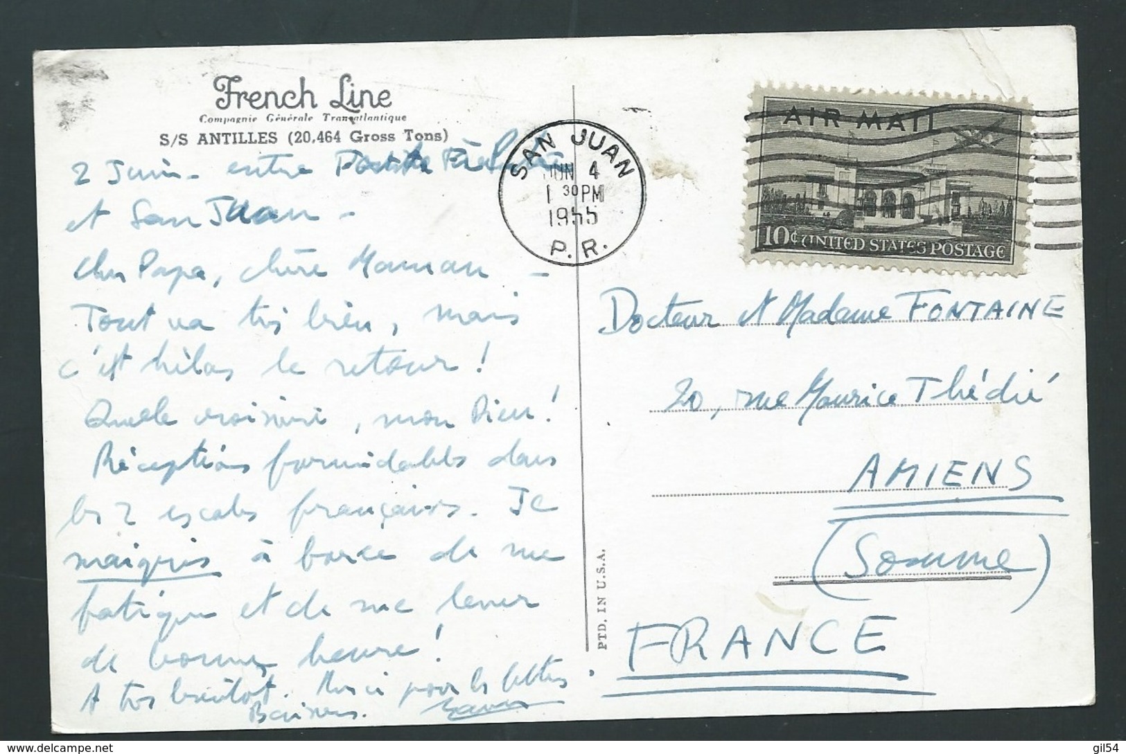 French Line S/S Antilles    Carte Grand Format LWK19 - Steamers