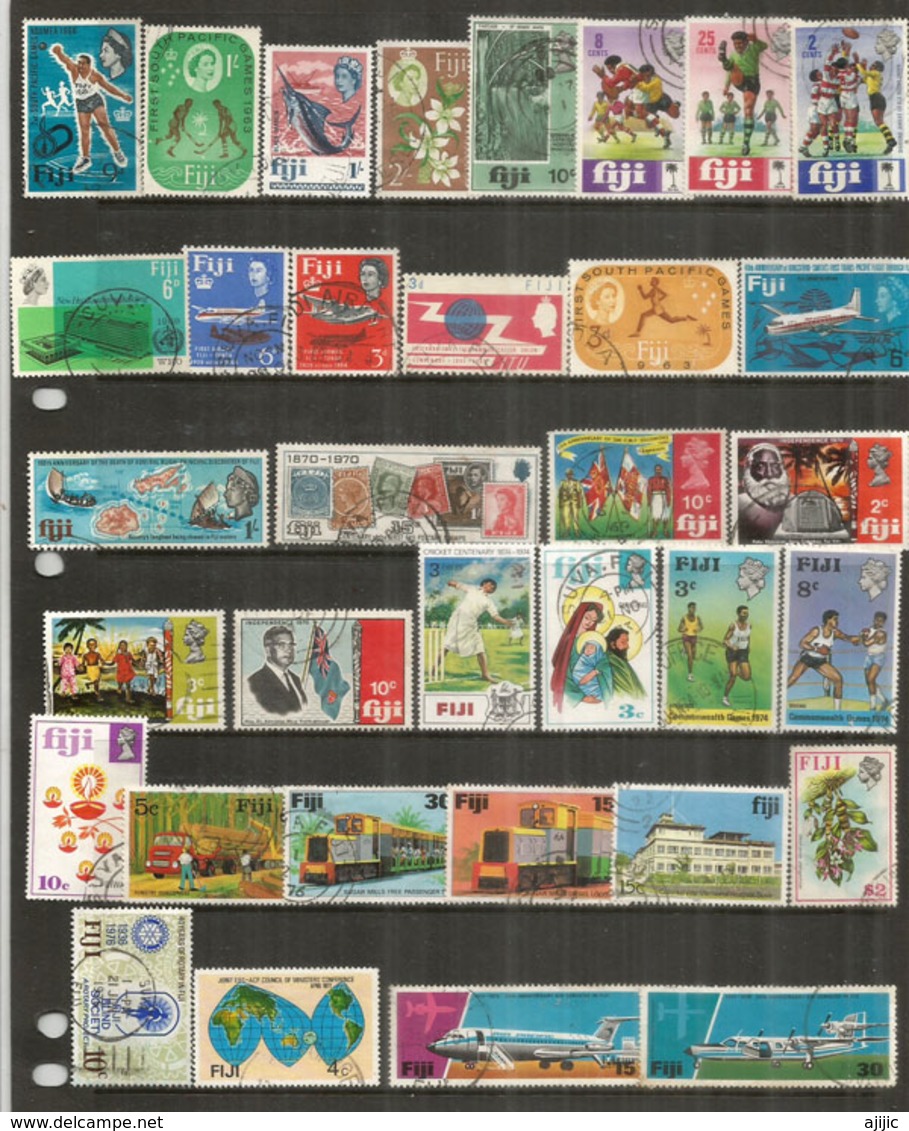 Lot De 34 Beaux Timbres Des Iles FIDJI, Oblitérés, 1 ère Qualité.   Côte 50 Euro - Fidji (1970-...)