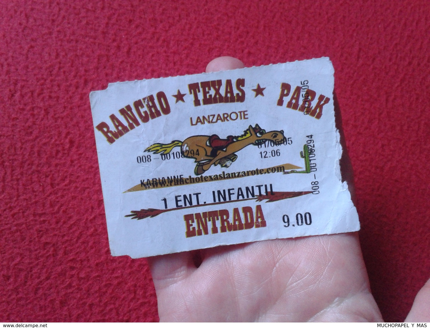 SPAIN TICKET DE ENTRADA BILLETE ENTRY ENTRANCE ENTRÉE LANZAROTE RANCHO TEXAS PARK CANARY ISLANDS ISLAS CANARIAS BILLETE - Tickets - Entradas