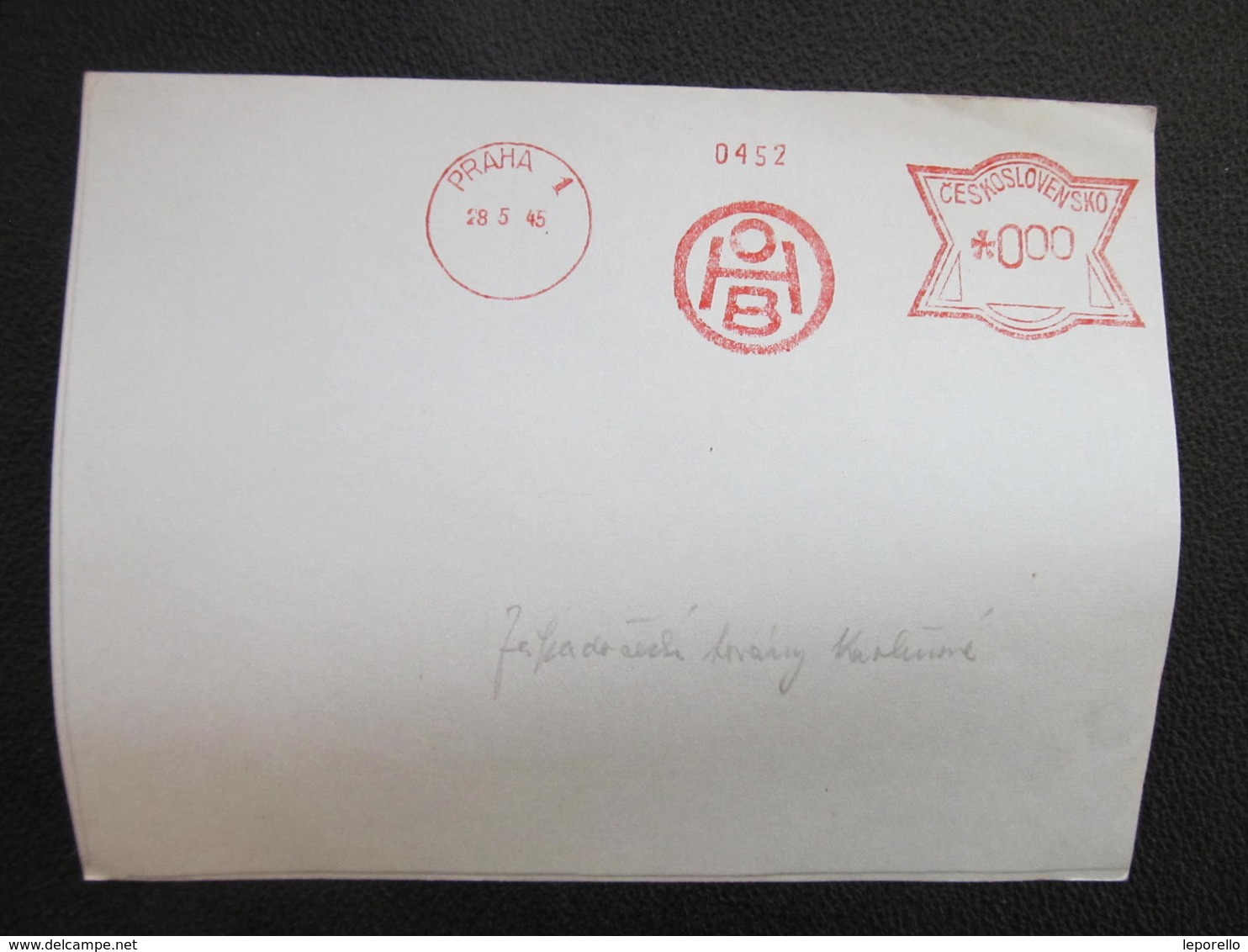 Ausschnitt Praha 1 OHB 1945 Frankotype Postfreistempel // L3790 - Briefe U. Dokumente