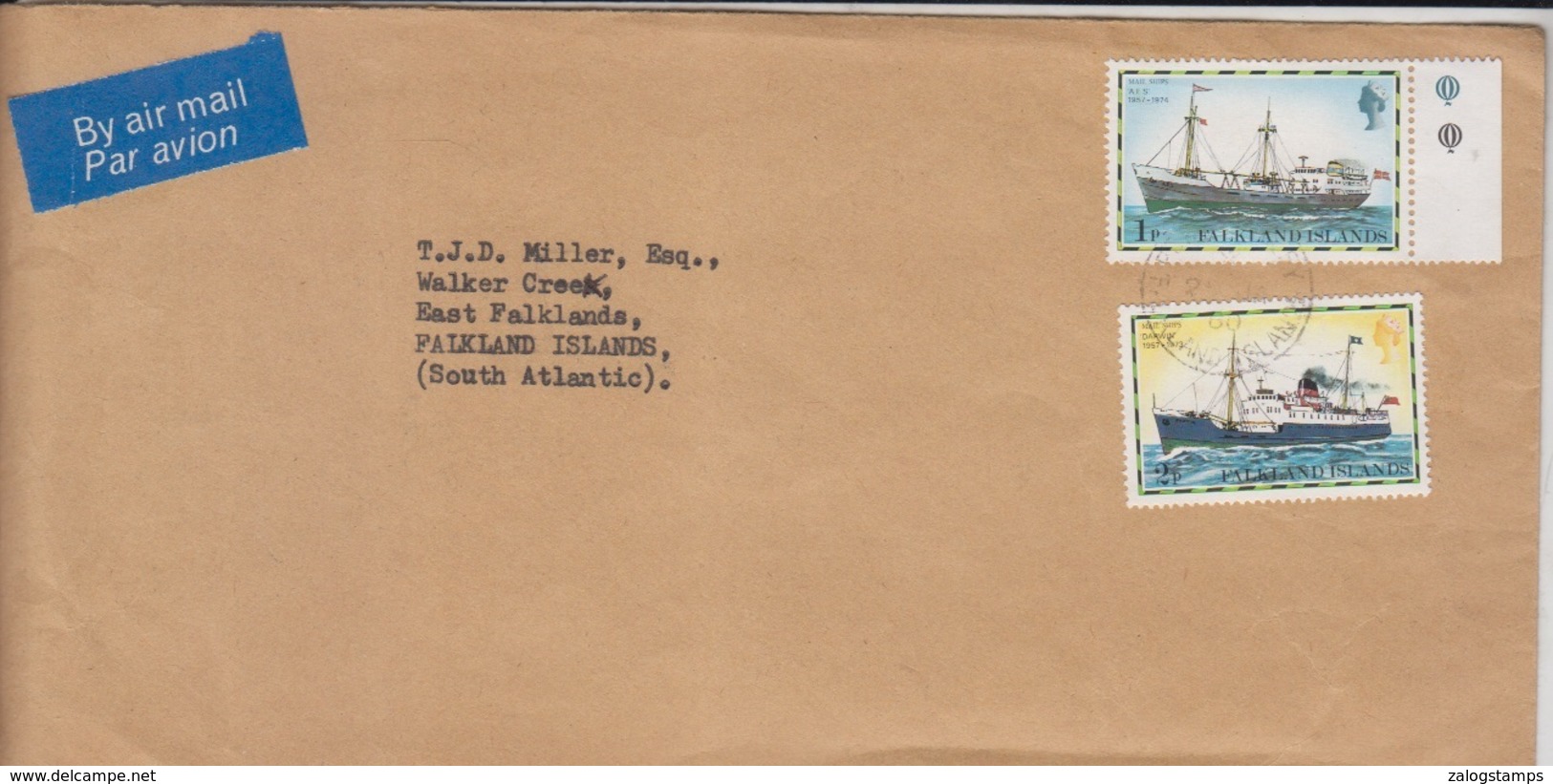 Falklands Airmail Cover, Stamps, Ships  (A-1178) - Falkland