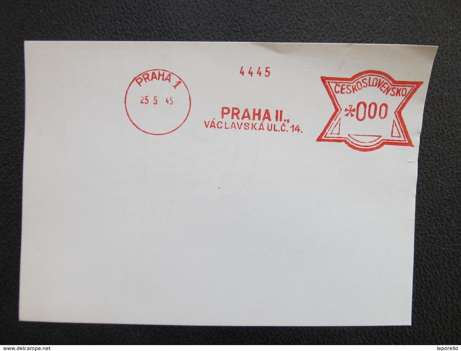 Ausschnitt Praha 1 Vaclavska 1945  Frankotype Postfreistempel // L3795 - Briefe U. Dokumente