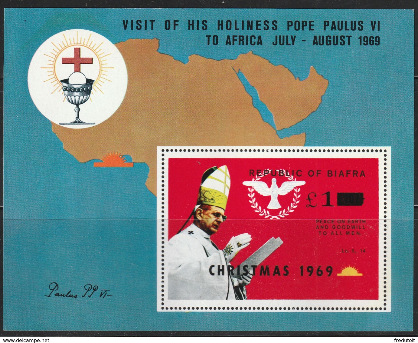 NIGERIA / BIAFRA - BLOC N° 3 **  (1969) Surcharge Christmas 1969 - Nigeria (1961-...)