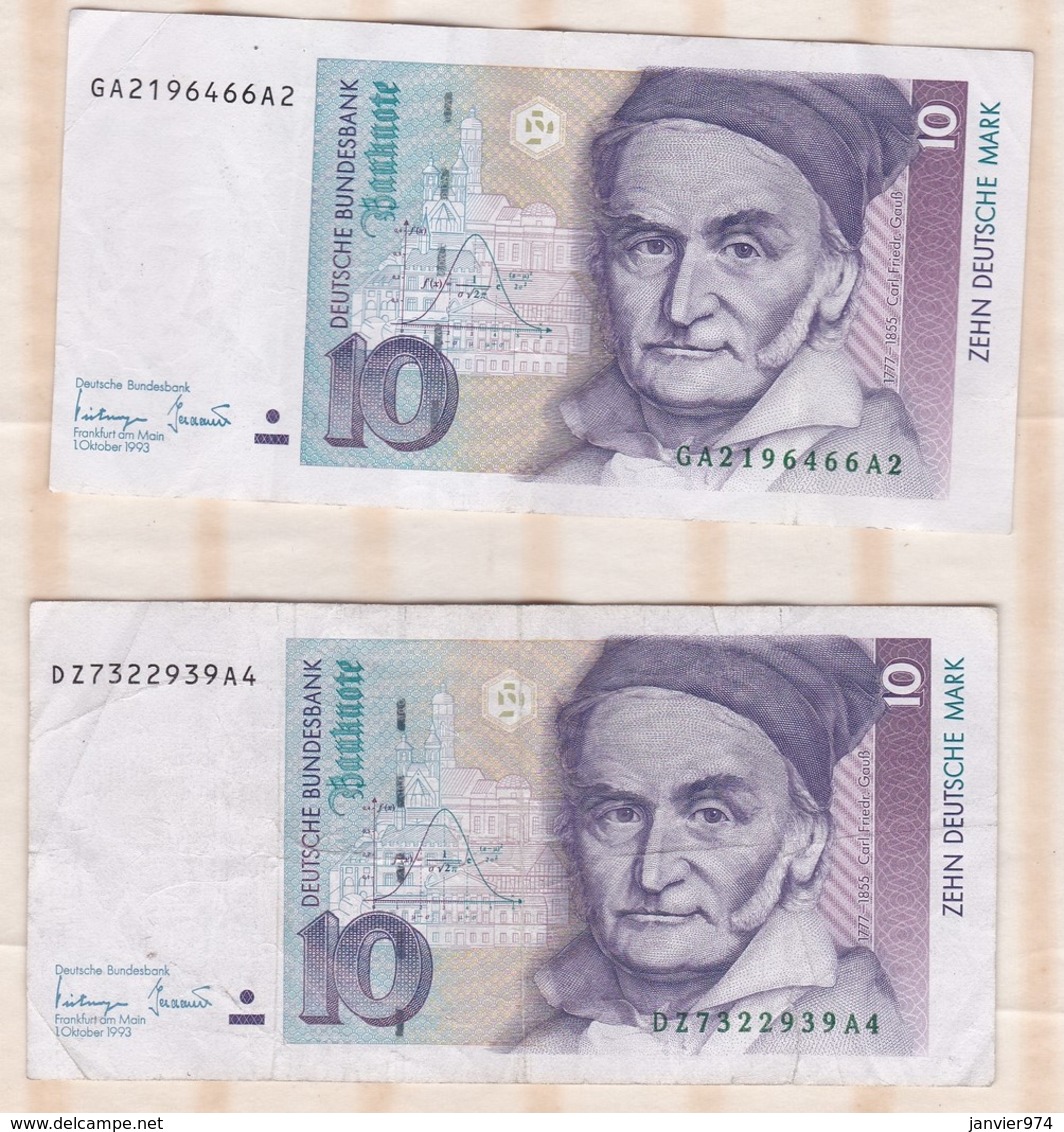 2 Billets De 10  Deutsche Mark 1993 - 10 Deutsche Mark