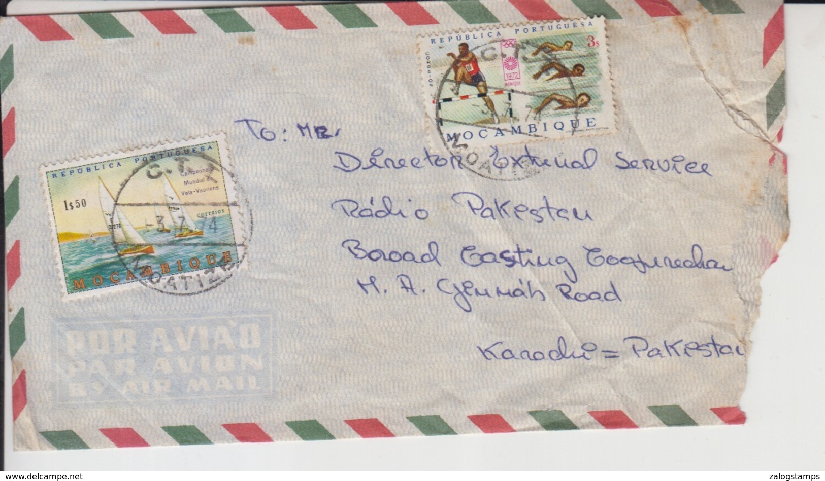 Mozambique Airmail Cover To Pakistan, Stamps Sailing Ship, Sports     (A-1182) - Mozambique