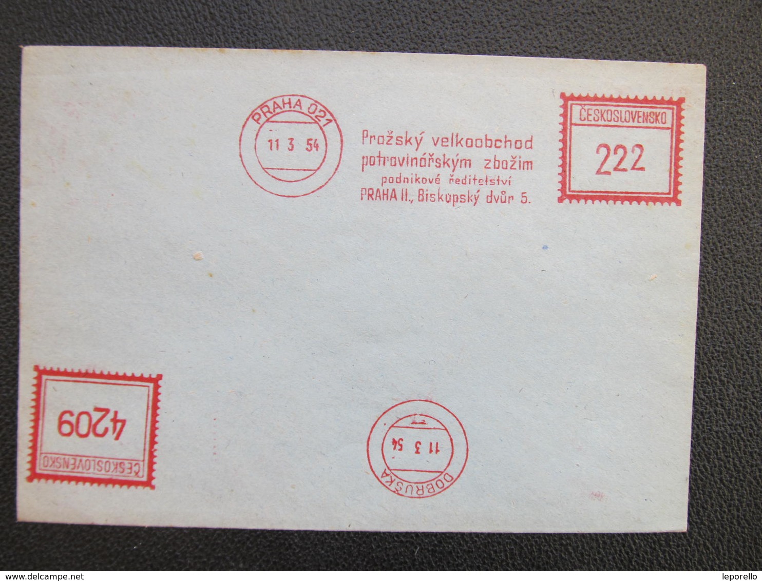 Ausschnitt Praha 021 Prazsky Velkoobchod 1954 Frankotype Postfreistempel // L3804 - Briefe U. Dokumente