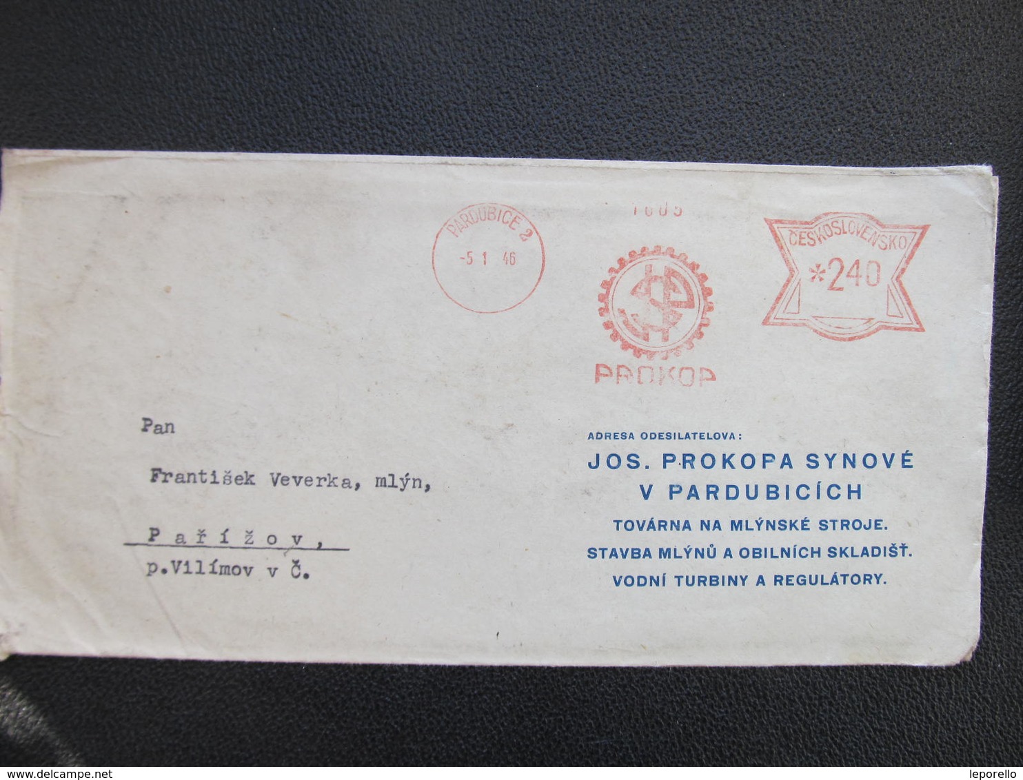 BRIEF Pardubice 2 Prokop 1946 Frankotype Postfreistempel // L3812 - Briefe U. Dokumente