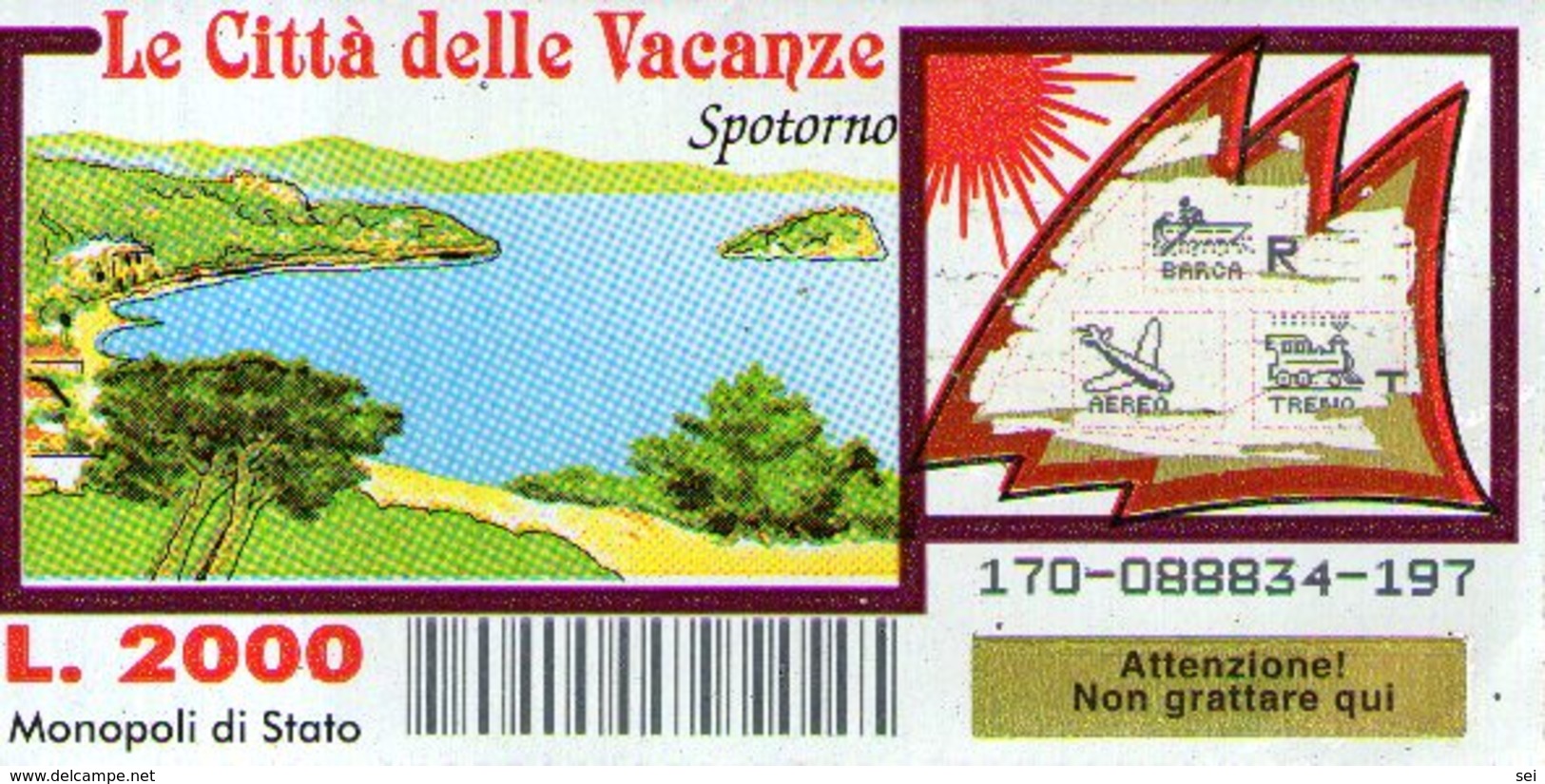 B 2375 - Gratta E Vinci, Le Città Delle Vacanze, Spotorno - Biglietti Della Lotteria