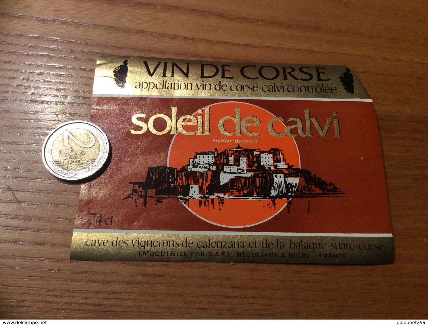 Etiquette « VIN DE CORSE CALVI - Soleil De Calvi - Vignerons De Calenzana Et De La Balagne - Suare (20)» - Rouges