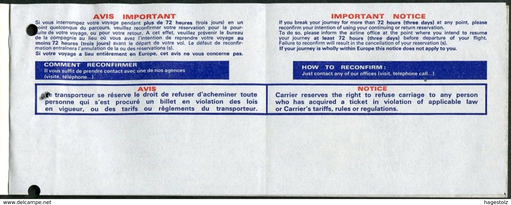 Côte D'Ivoire Ivory Coast 1975 AIR AFRIQUE Airline Air Passenger Ticket Billet D'avion Togo Airport Tax Fiscal Revenue - Monde