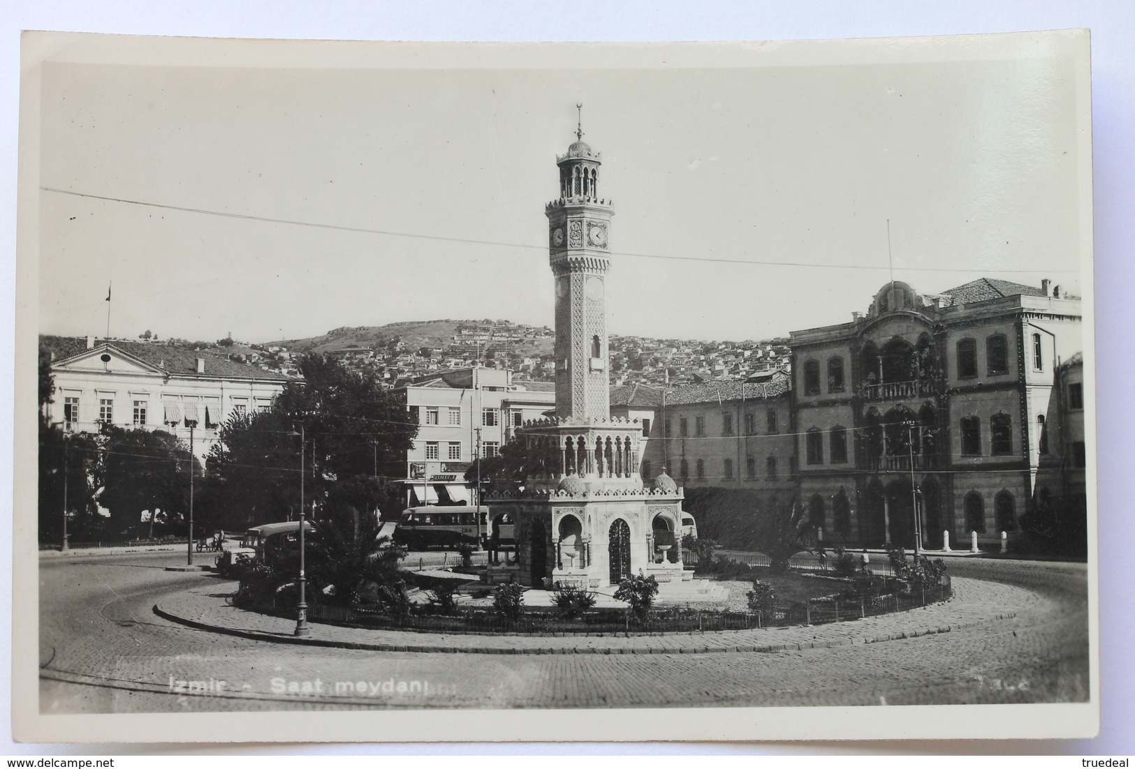 Saat Meydani, Izmir, Türkiye Turkey, Old Real Photo Postcard - Turkey