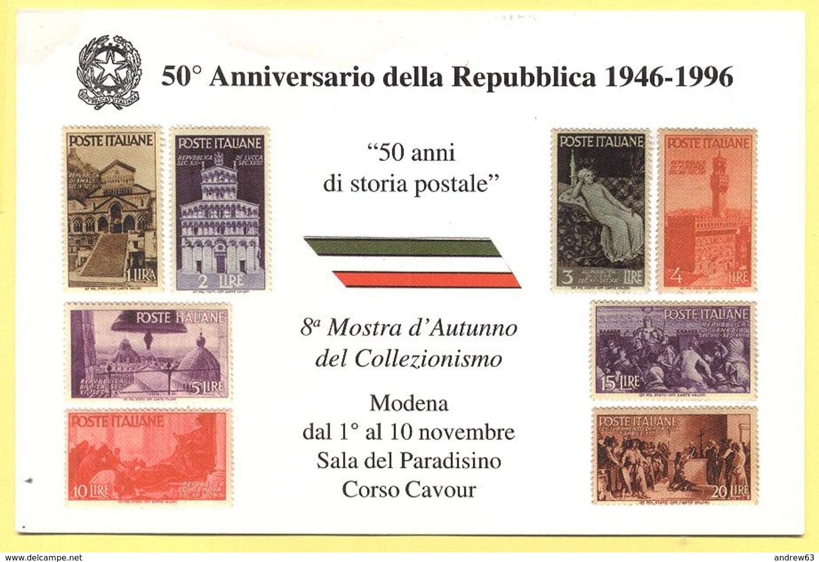 Tematica - Manifestazioni - 1996 - 50° Anniversario Della Repubblica 1946-1996 - 8a Mostra D'Autunno Del Collezionismo - - Betogingen