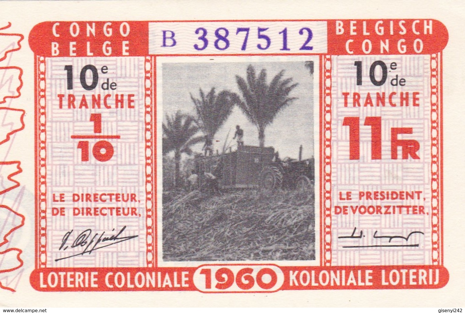 Loterie Coloniale - Koloniale Loterij 1960 - Tranche 10 Schijf - Billets De Loterie