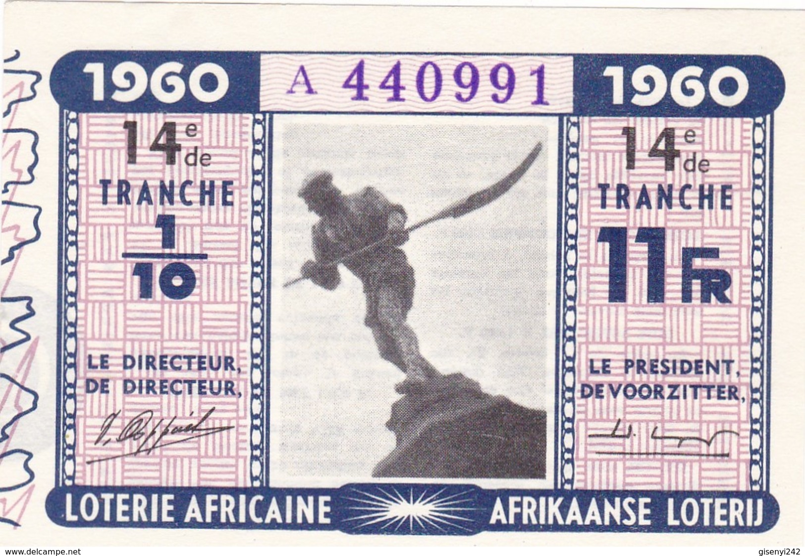 Loterie Africaine - Afrikaanse Loterij 1960 - Tranche 14 Schijf - Billets De Loterie