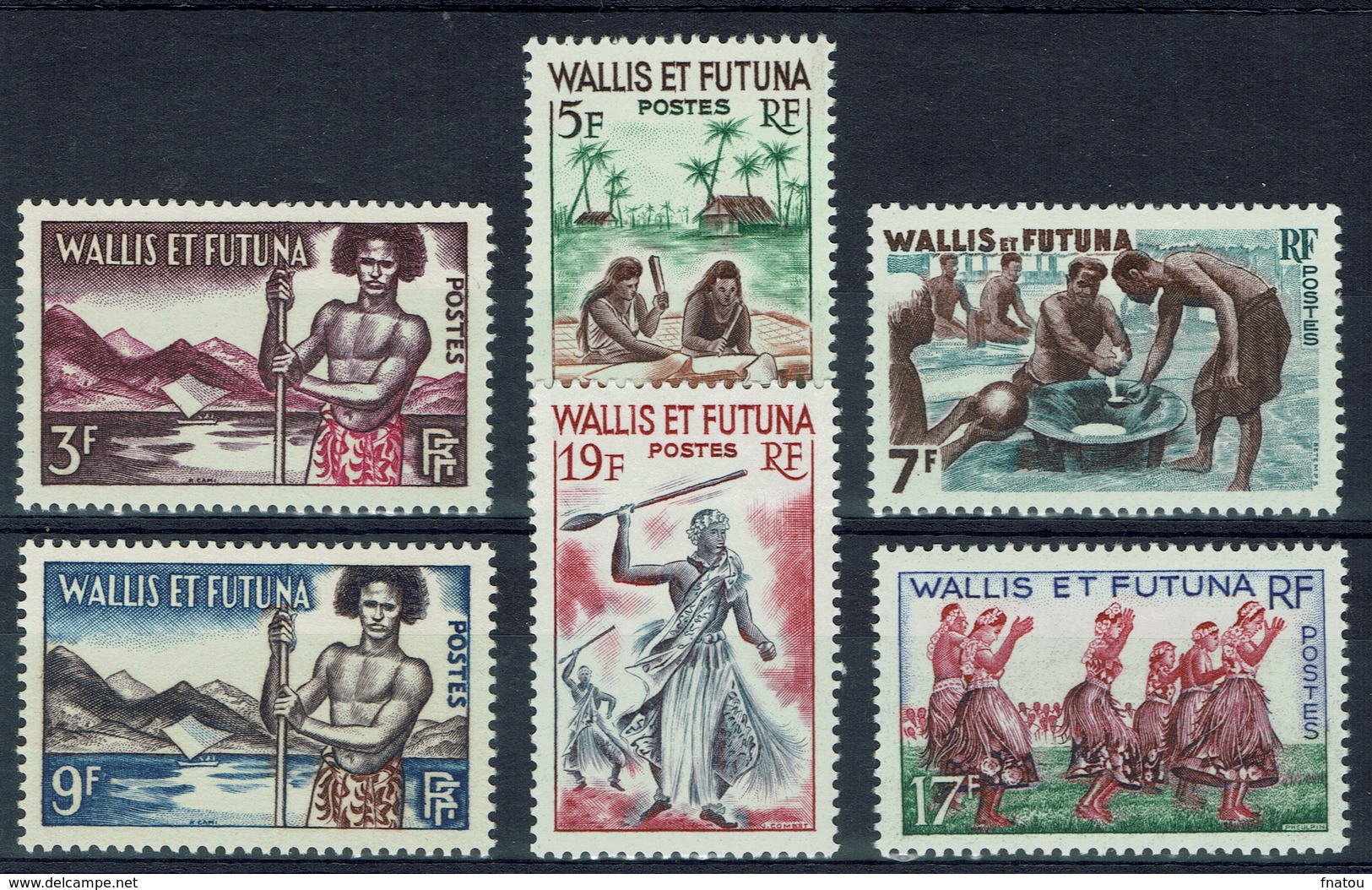 Wallis And Futuna,  Definitives, Traditions, 1957, MNH VF  Complete Set Of 6 - Unused Stamps