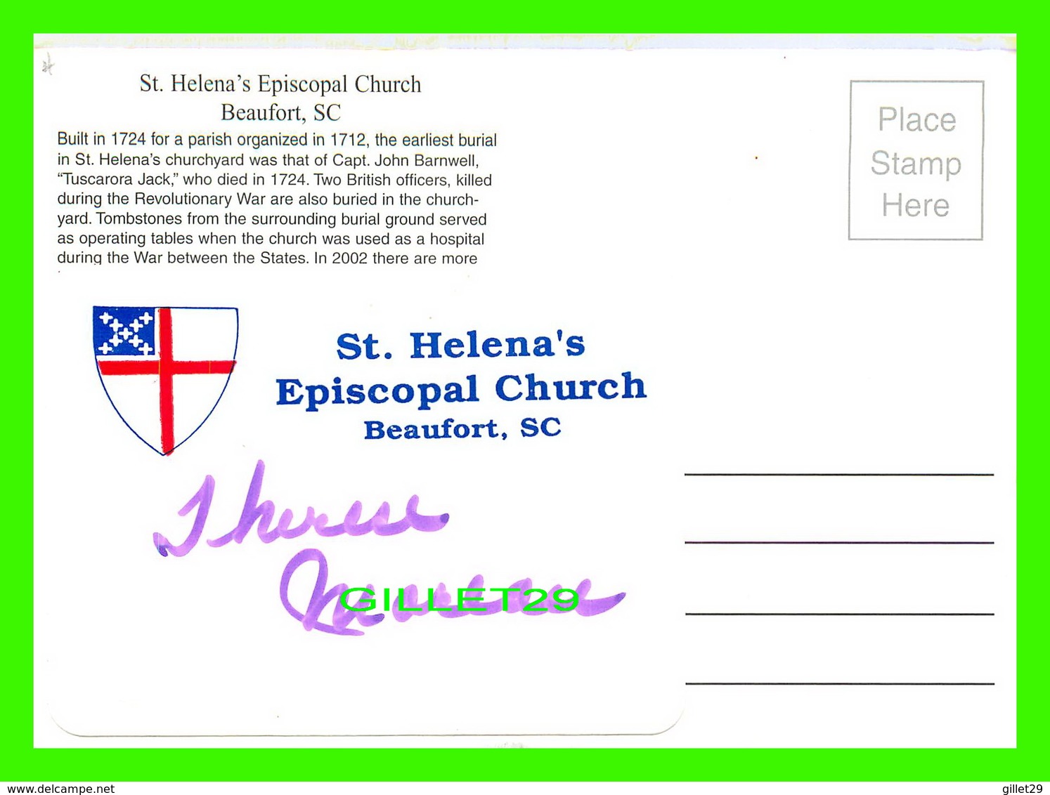 BEAUFORT, SC - ST HELENA'S EPISCOPAL CHURCH - BUILT IN 1724 FOR A PARRISH ORGANIZED IN 1712 - - Beaufort