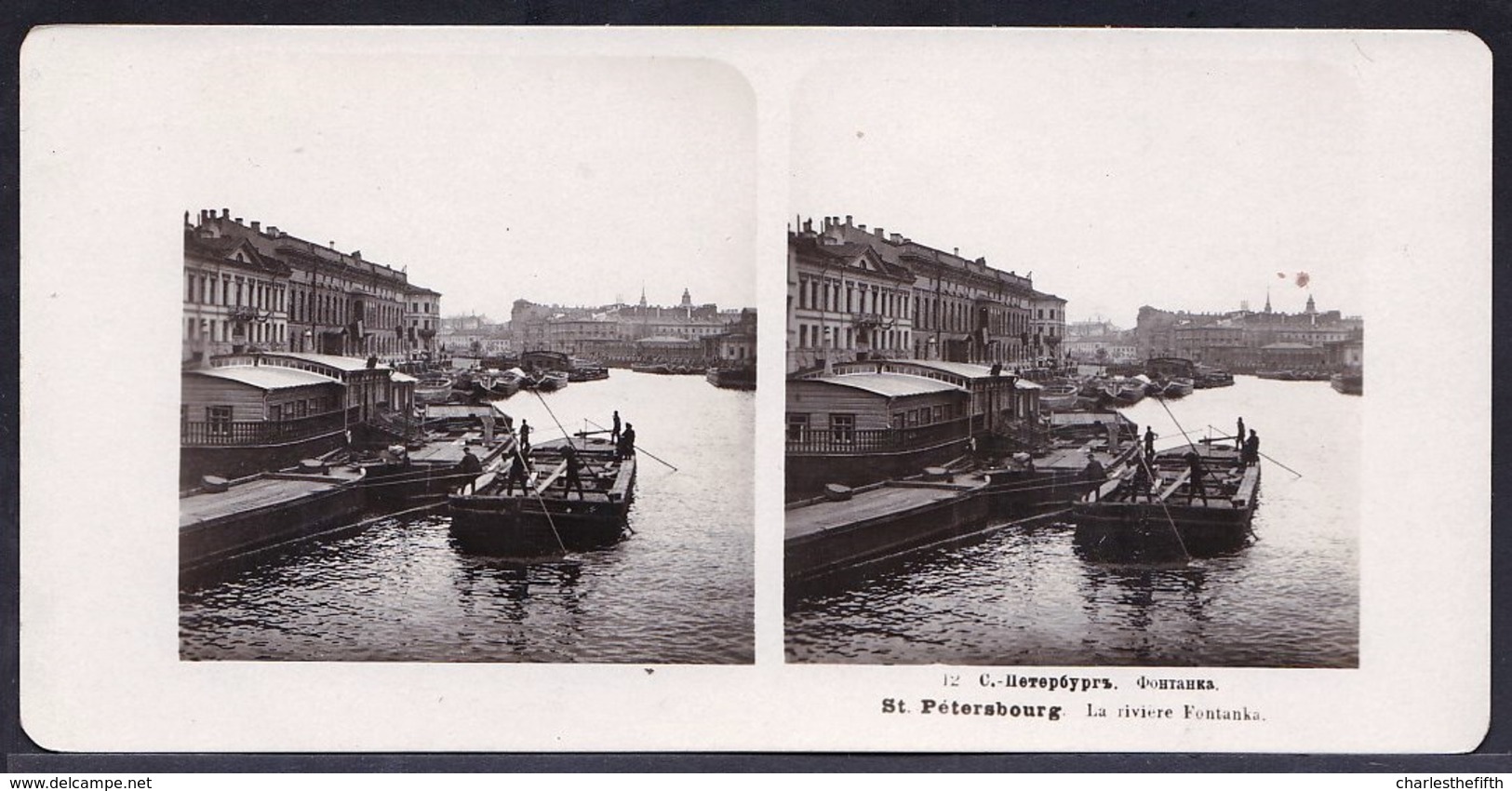 RUSSIA - STEREOSCOPIC PHOTO STEREOSCOPIQUE ** ST PETERSBOURG - RIVIERE FONTANKA **  édit. STEGLITZ BERLIN 1905 - Anciennes (Av. 1900)