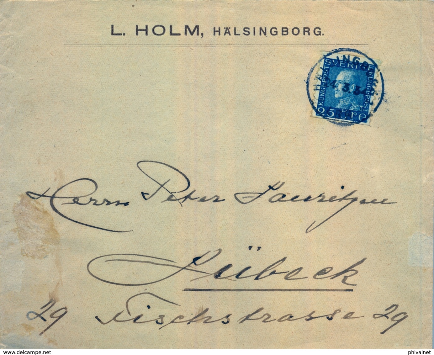 1934, SUECIA , SOBRE CIRCULADO , HÄLSINGBORG - LÜBECK - Cartas & Documentos